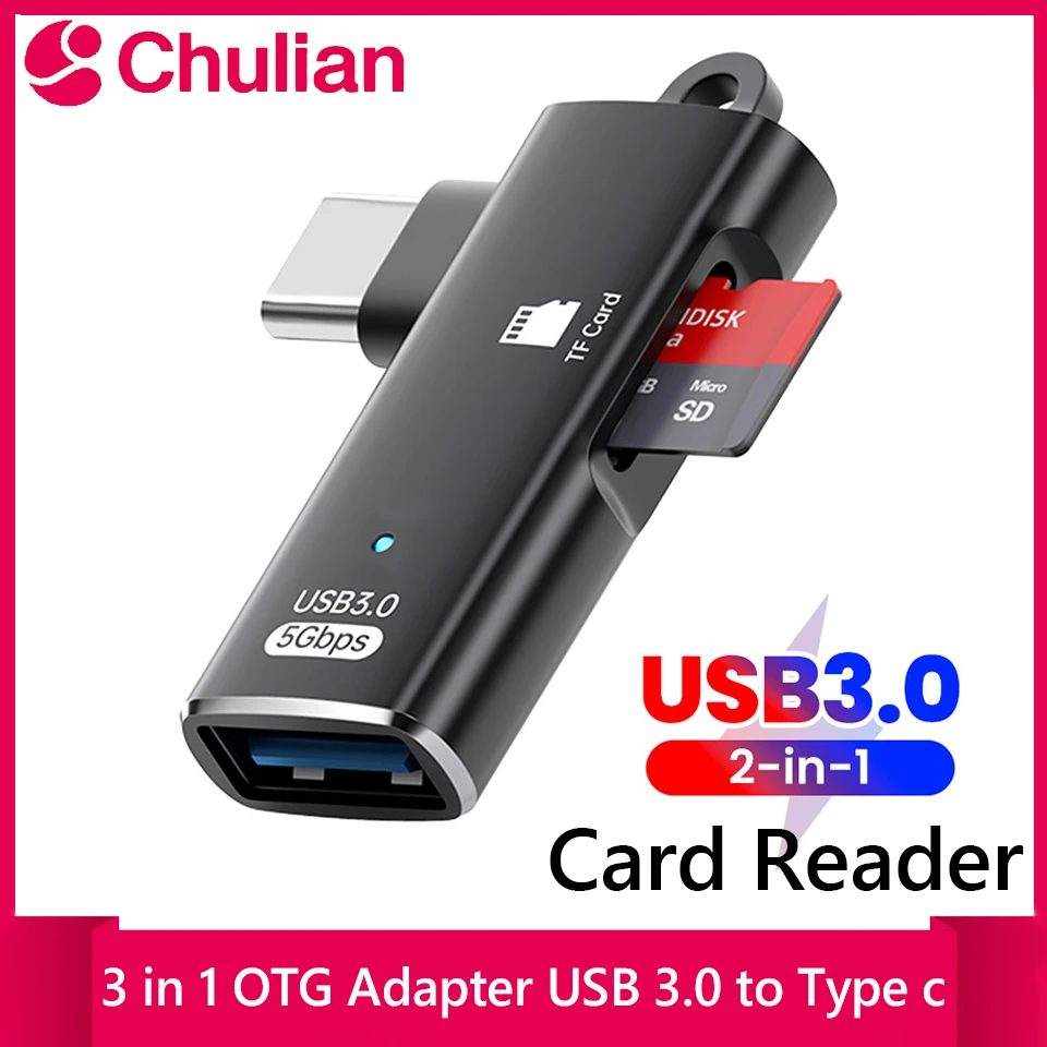 Adaptador de Lector de Tarjetas 3 en 1 USB 3.0 Tipo C a TF de Alta Velocidad, Lector de Tarjetas de Memoria OTG para iPhone 15/16, Huawei, PC, Laptop