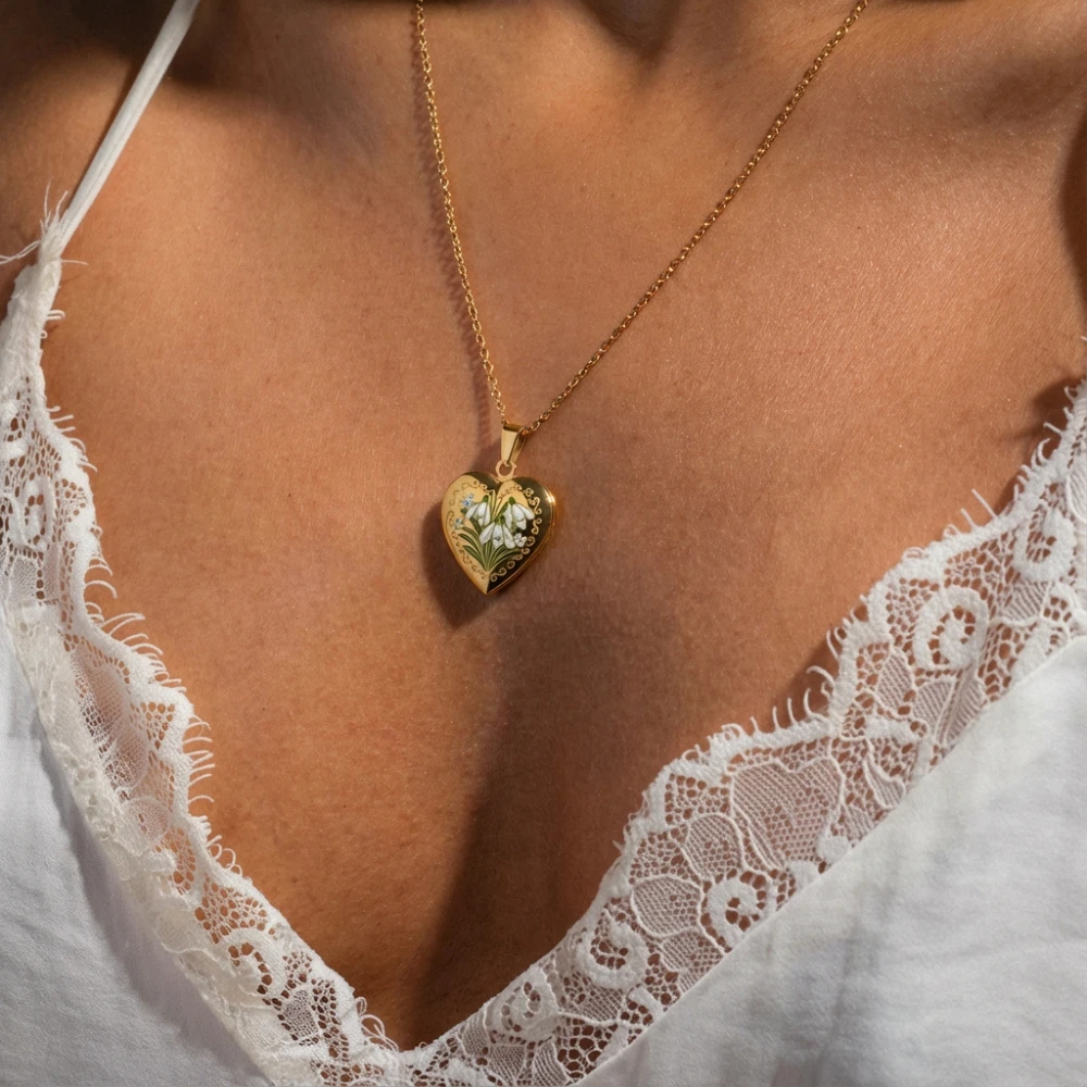 Kompaktes und exquisites Design, neues Produkt, Dezember-Blumen-Liebes-Halskette, verstellbar, für Damen – Detail 2