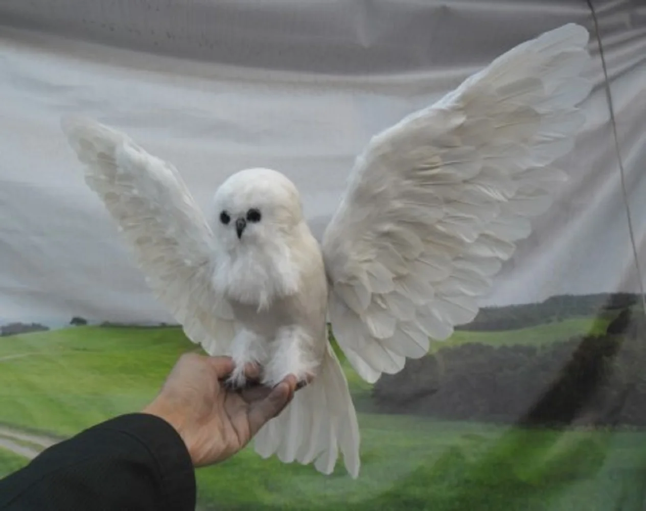 

white foam&furs big real life wings owl model home garden decoration gift About 35x60cm xf2799