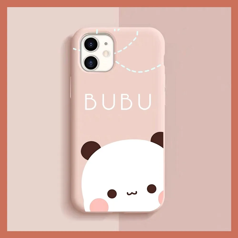 BuBu DuDu Cartoon Phone Case for iPhone 14 11 12 13 Mini Pro Xs Max 8 7 6 6S Plus X XR Solid Candy Color Case