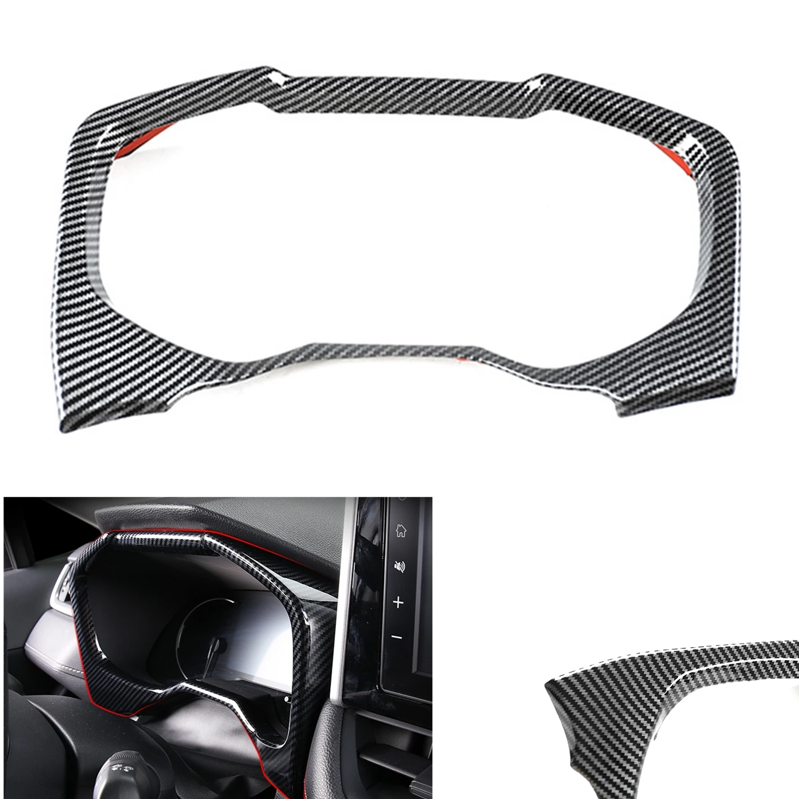 

For Toyota RAV4 2019-2023 Carbon Fiber Center Console Dash Panel Frame Trim Cover Dashboard Plate Meter Gauge Pod Strip Sticker