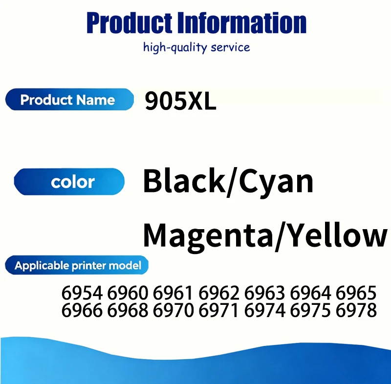 905XL 905 XL Ink Cartridge with High Quality Compatible For HP 6965 6966 6968 6970 6971 6974 6975 6978 6954 6960 6961 6962 6963