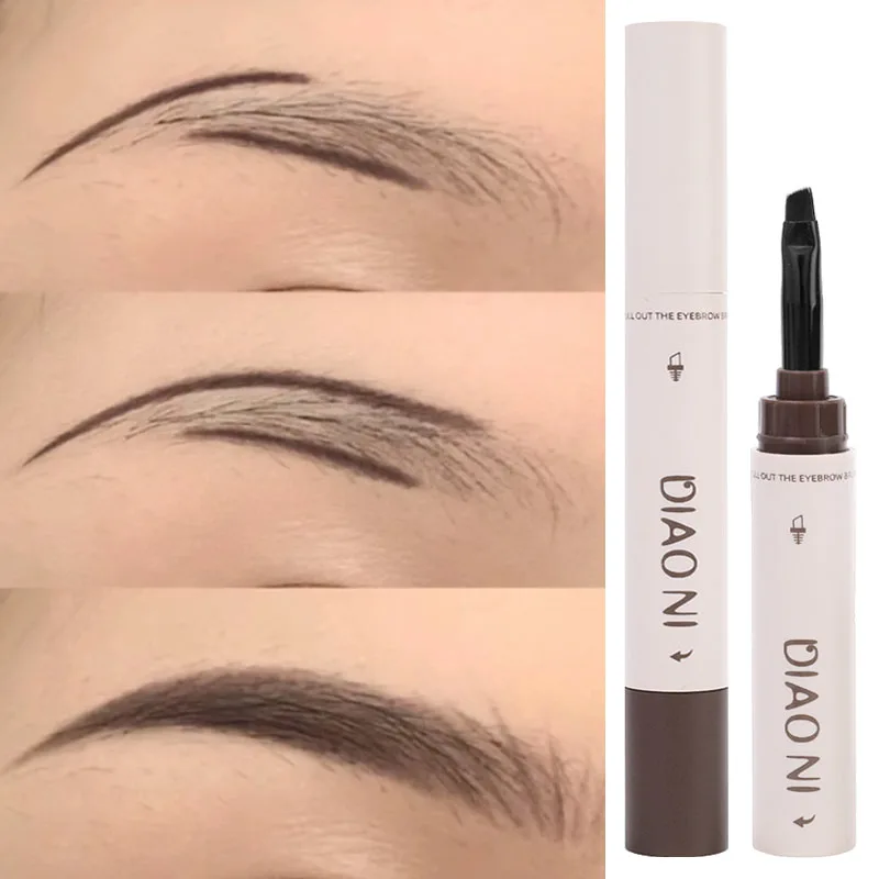 Waterproof Eyebrow Dyeing Cream Pencil Natural Lasting Non-smudge Grey Black Dye Eyeliner Brow Pen with Brush Makeup Cosmetics