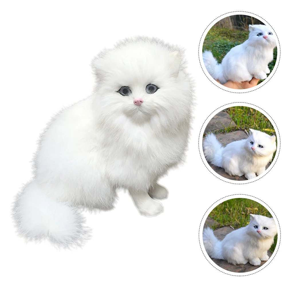 Toys Furry Cat Model Fake Multifunction Simulation White Lovely Realistic Child