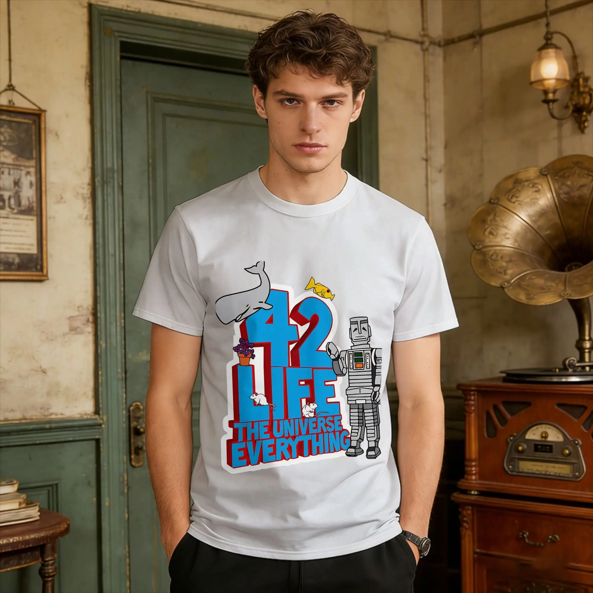 42 Life, The Universe, Everything T-Shirt Summer Don'T Panic Classic T Shirts Cotton Fashion Tshirt For Men Design Tees