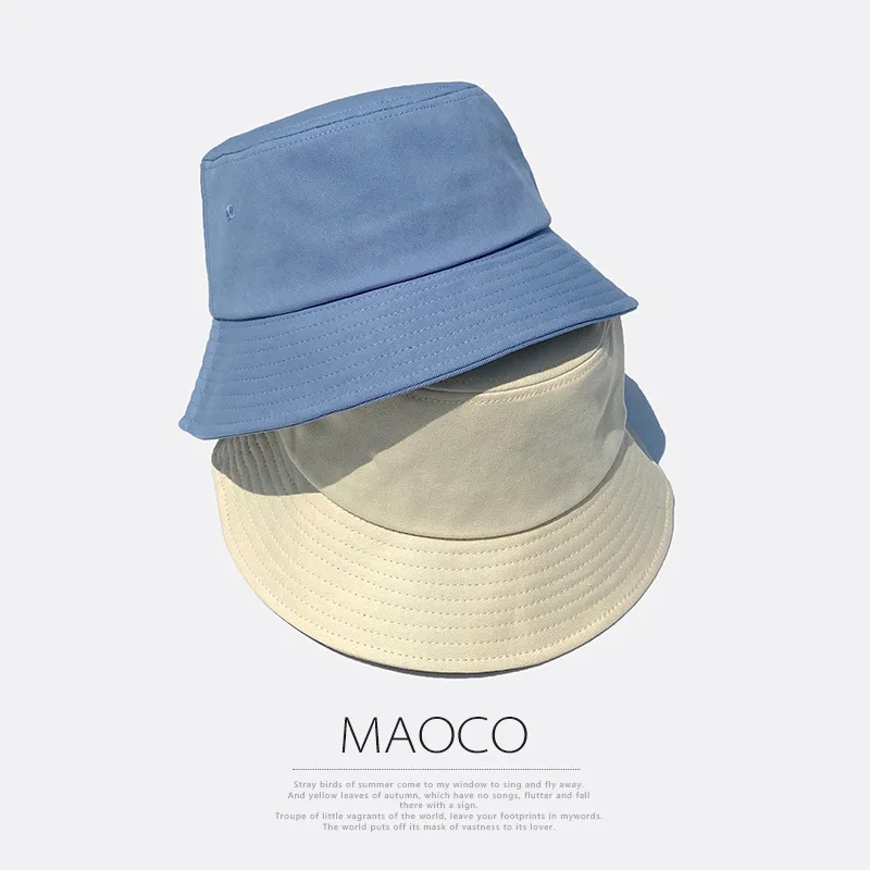 Bucket Hat Women's Korean-Style All-Matching Fashion Small Face Color Japanese Cotton Simple Casual Hat Men's Cou