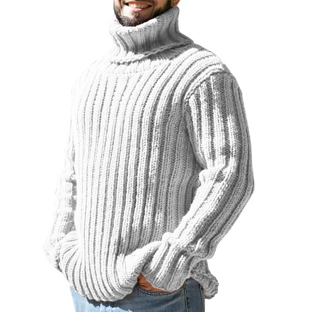 Pull à col roulé à manches longues pour hommes avec ce document solide, haut en tricot, différentes couleurs au choix, améliorez votre style