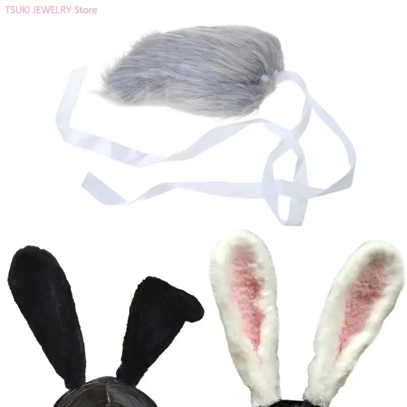 

62KE милый кроличный ухо с ухой обруч/ хвост новогодние вечеринки косплей спектакли реквизит