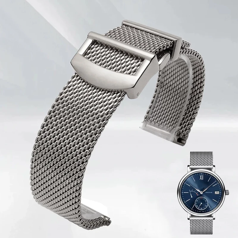 

Watch Accessories Folding Clasp 20MM 22MM Milanese Stainless Steel Mesh Watch band Best For IWC PORTOFINO FAMILY Series Strap