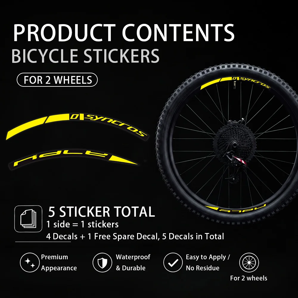 5Pcs/set syncros MTB Wheel Rim Decals Waterproof Vinyl Sticker For Mountain Bike Rim Decor Cycling Accessories