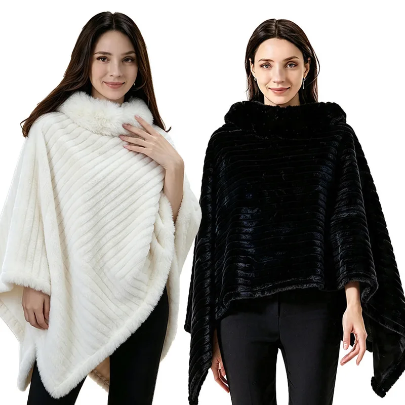 New winter shawl, cape-style outerwear, warm and loose-fitting, made of plush material