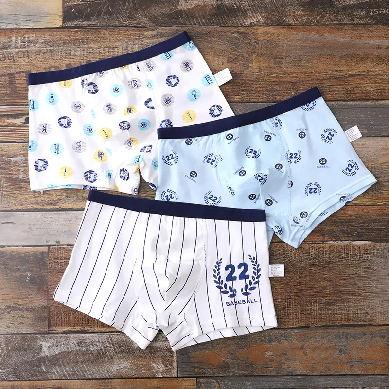 3 Pcs/pack Teen Underwear Cotton Plaid Short Panties for Kids Boys Cotton Children Cartoon Lion Boxer Shorts Young Boy Underpant