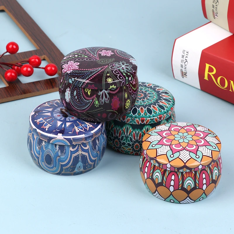 Series 1-Vintage Candle Tin Can Candy Cookie Storage Box Dry Spice Storage Jar For DIY Candle Cosmetic Ointment Making Christmas