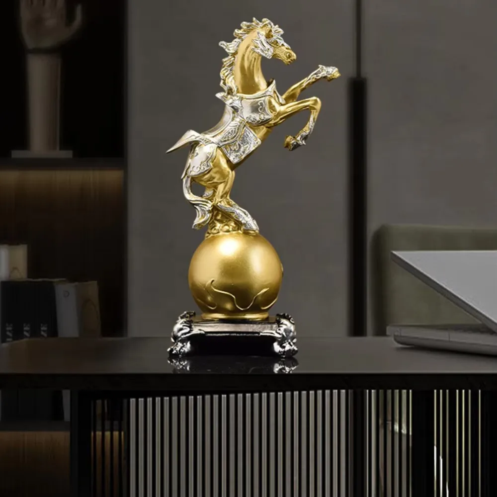 New Resin Feng Shui Lucky Horse Statue Attract Wealth Good Luck Office Ornaments Small Horse Sculpture Home Decoration