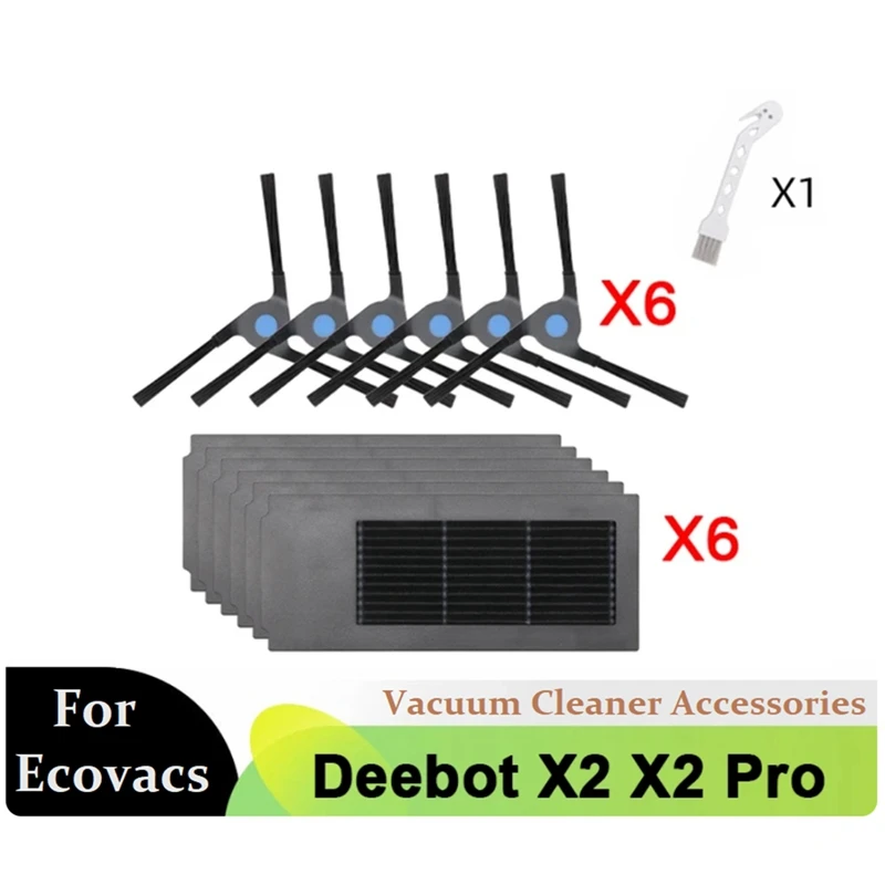 Para Ecovacs Deebot X2 Omni / X2 Pro / X2 Robot aspirador Cepillo Lateral lavable filtro Hepa pieza de repuesto