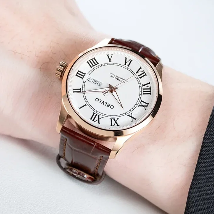 ساعة أوتوماتيكية للرجال من Oblvlo مقاس 41 ملم، ساعة يد ميكانيكية فاخرة، مرآة ياقوتية مضيئة، تقويم مزدوج، تاريخ الأسبوع #1