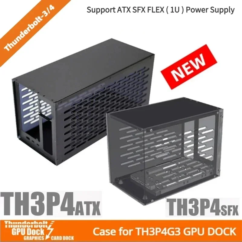 TH3P4G3 Thunderbolt3/4 GPU Dock Aluminum Case Metal Frame Housing BOX External Graphic Card eGPU w OLED Display Cooling Fans Kit