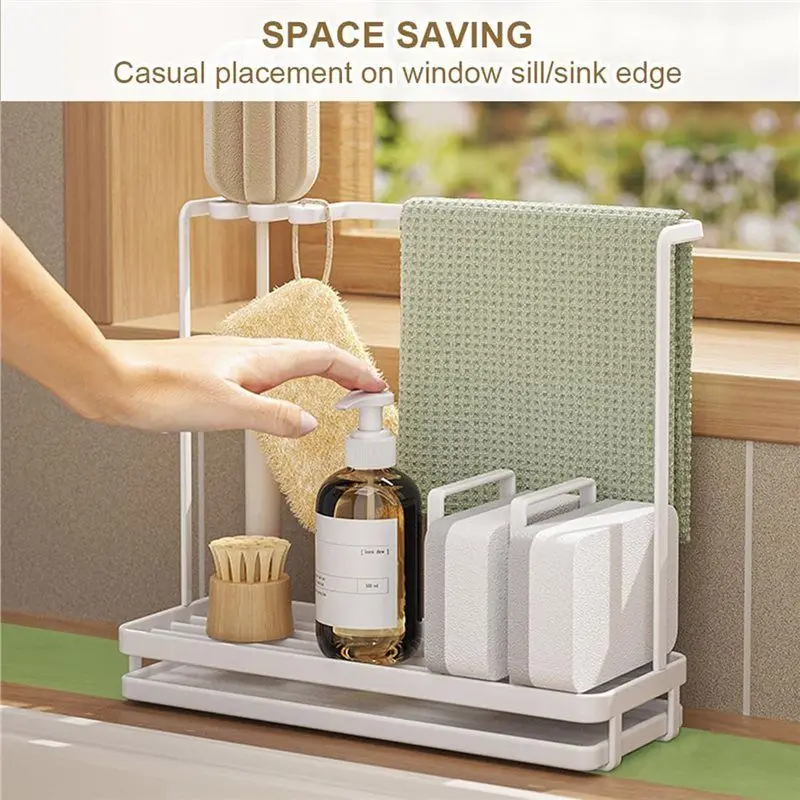 

【ADORN】Kitchen Storage Rack Accessories Towel Sponge Drain Racks Sink Desktop Organizer Brush Bath Bathroom Soap Holder