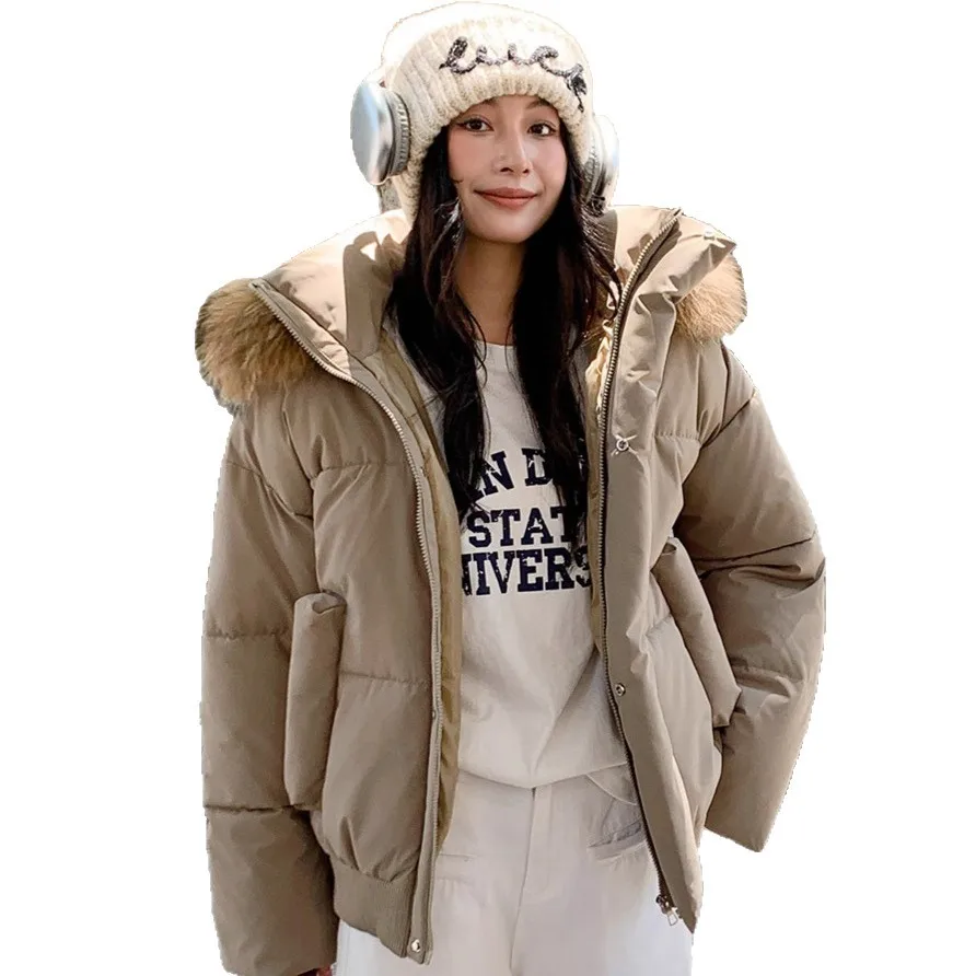 PinkyIsBlack 2025 New Korean Down Cotton-padded Jacket Women's Short Winter Parkas Jacket Thick Fur Hooded Women Clothes Outwear
