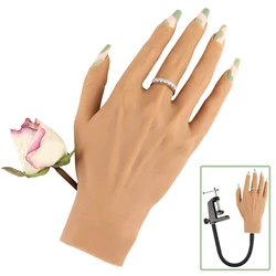 Silicone Fake Hands Model With Stand Nail Art Practice Hand Can Insert False Nails Display Nail Jewelry Nail Art Tools