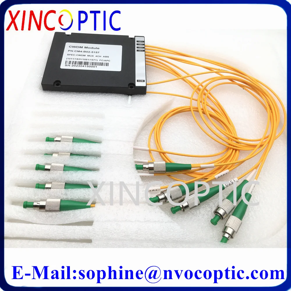 

4PCS 4Ch SM Single Fiber MUX DEMUX CWDM Module(1510,1530,1550,1570,1590nm),2.0,ABS Package,0.5M,ST/SC/LC/FC/APC Connector