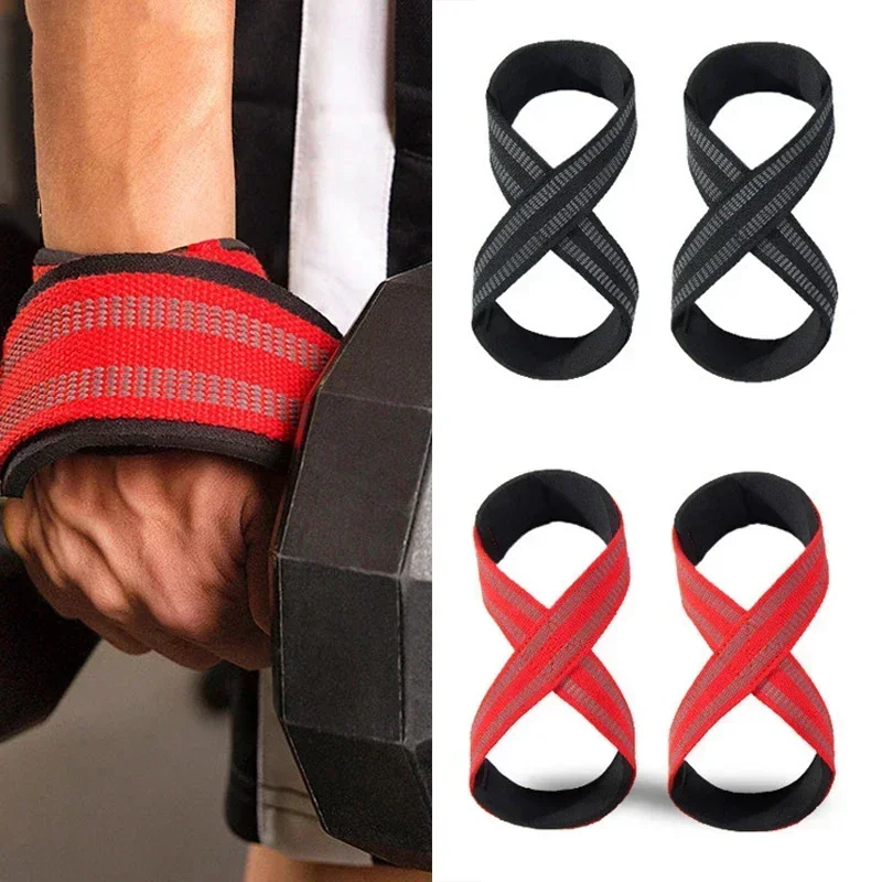 Padded Figure 8 Straps Deadlift Weight Lifting Wrist Straps Power Lifters Workout Pull-ups Horizontal Bar Gym Fitness