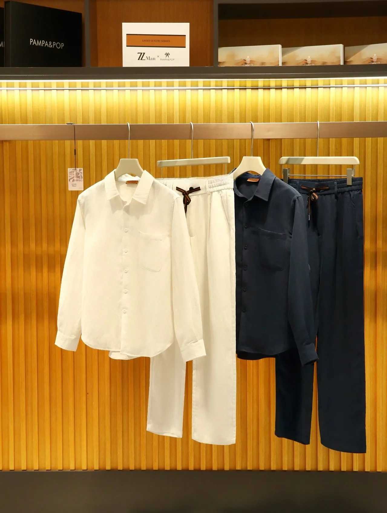 Italian Style Lenzing Linen Shirt And Pants Two-Piece Set Cool Guy Casual Sportswear Long Sleeve Long Pants for Couples