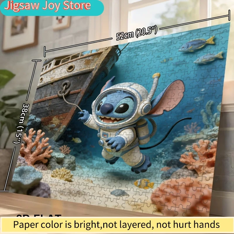 Druk 2D na płasko, dekoracja domu z motywem Disneya (Stitch i Myszka Miki), puzzle 2D na płasko, Disney, łamigłówka dla dorosłych, idealne dla rodziny