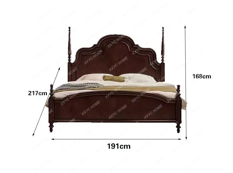 Solid wood  antique master bedroom large bed household high-end small apartment American