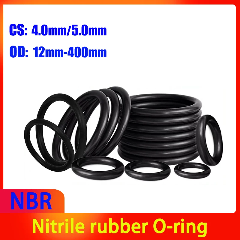 CS 4.0mm/5.0mm NBR OD 12mm-400mm Black Nitrile Rubber O-ring Oil Seal Sealing Ring Temperature Resistance Resistant Gasket