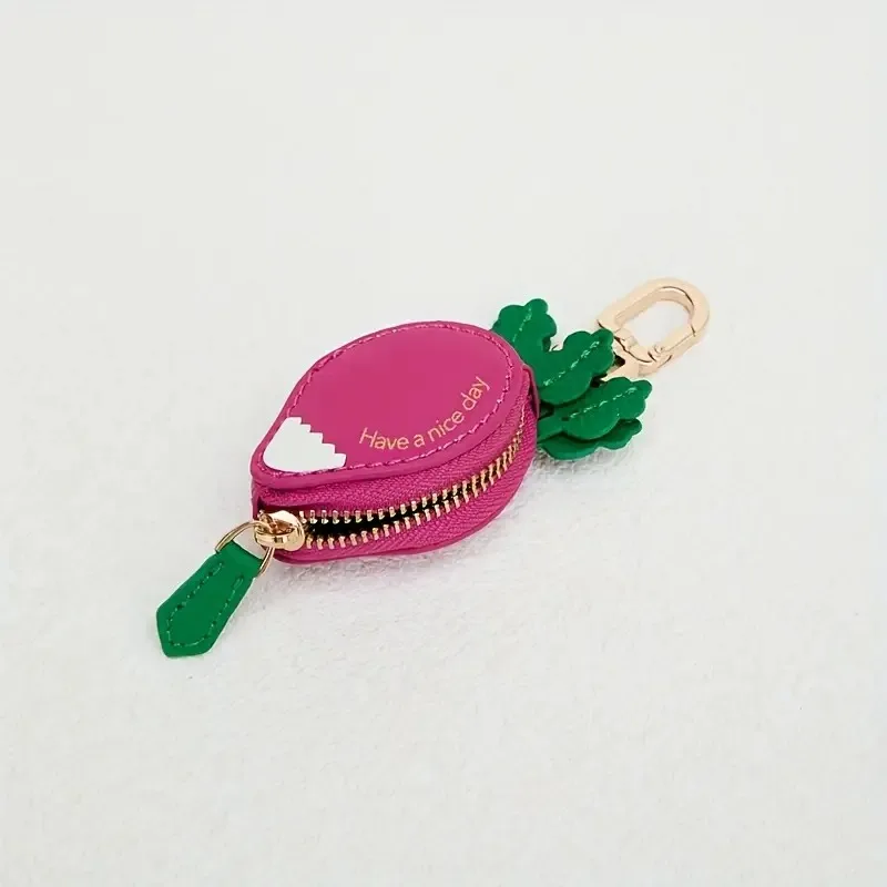 Vegetable Carrot Design Fruit Charm Coin Purse Cute Keychain Mini Pocket Wallet for Airtag Women Gift
