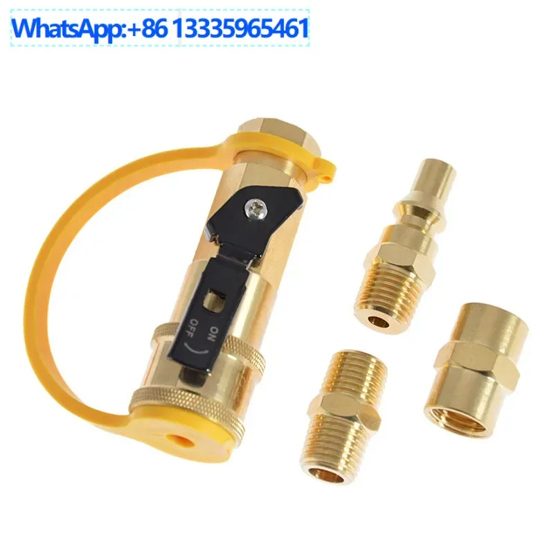 

2Pcs 1/4 Brass Propane Conversion Charge Connector Combination with On/Off Valve Type B Gas Tank Connection Adapter Gas Cylinder