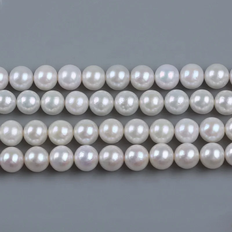 

High quality 10-11mm natural white freshwater pearls round beads strand jewelry for wholesale