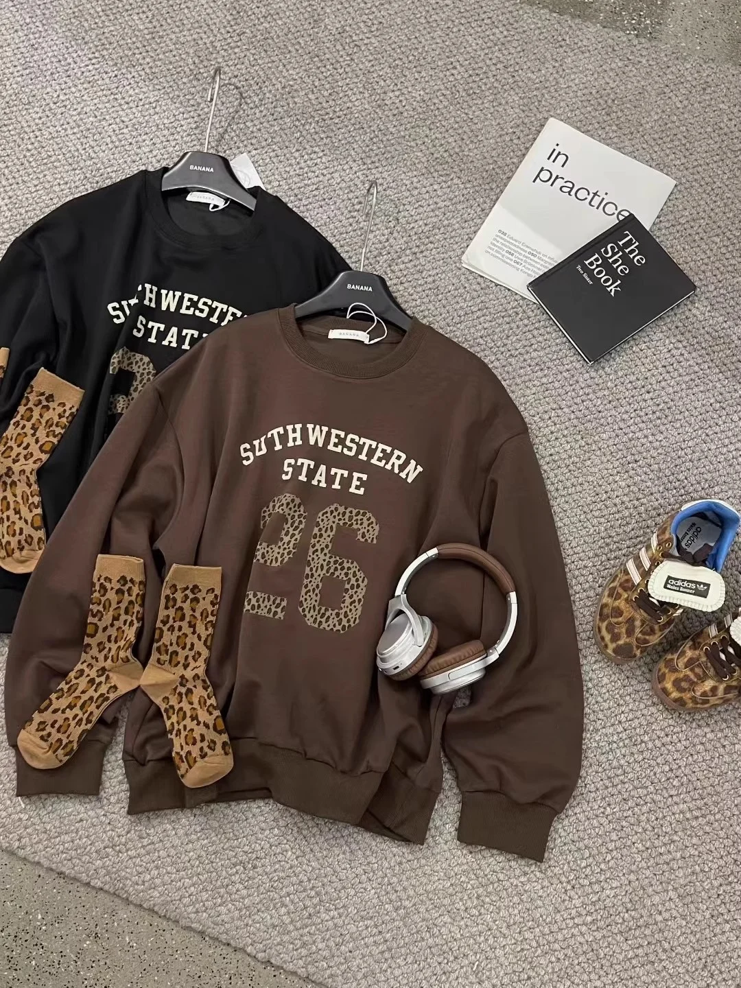 Sweat-shirt rond Ne Long Sve pour femme, imprimé léopard, motif de lettres, décontracté, confortable, Streetwear, automne 2025