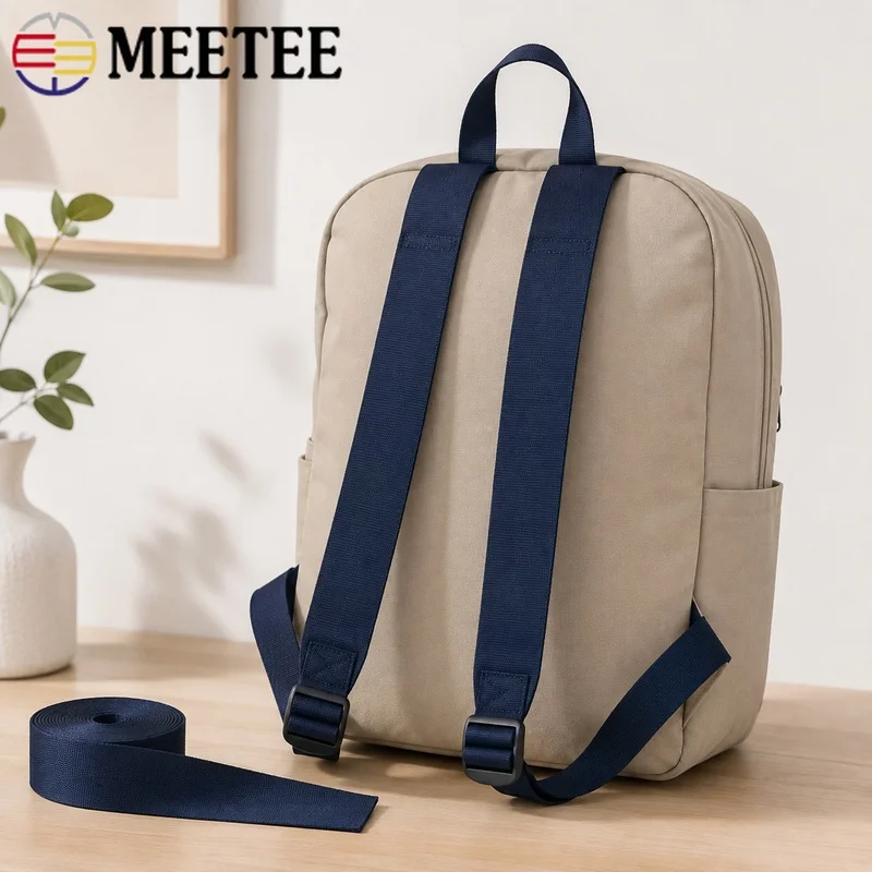 5M/8M/10M 25mm Nylon Webbing Strap Solid Color Flat Tape for Backpack Shoulder Belt Replacement Sling Bag Handle Repair Sewing 6
