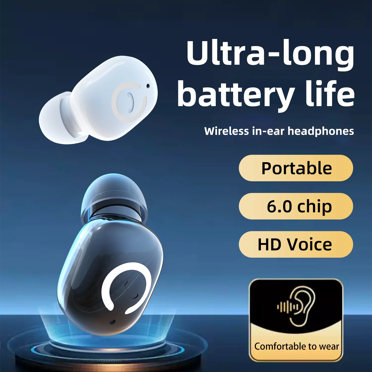 سماعات رأس لاسلكية تعمل بالبلوتوث مع ميكروفون وسماعات أذن واحدة مقاومة للماء لملابس الأذن اليسرى واليمنى مثبتة على الأذن