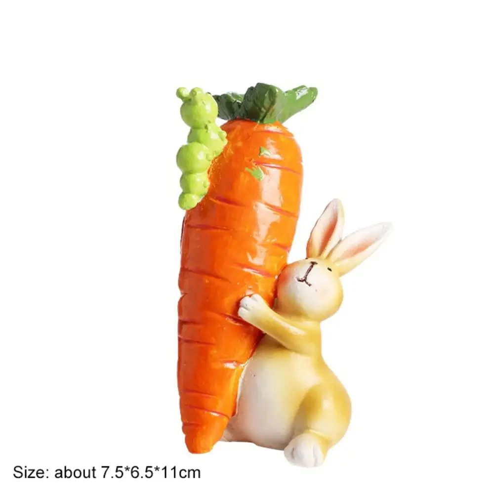 Resin Carrot Easter Rabbit Figurines Cute Bunny Eye-catching Easter Decorations Cartoon Resurrection Sweater Rabbit Ornament