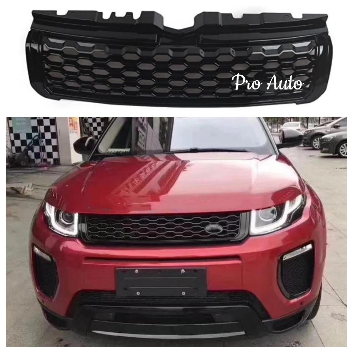 

Front Bumper Honeycomb Grille Racing Grills for Land Range Rover Evoque 2012-2018 Glossy Black Silver Grille Car Accessories