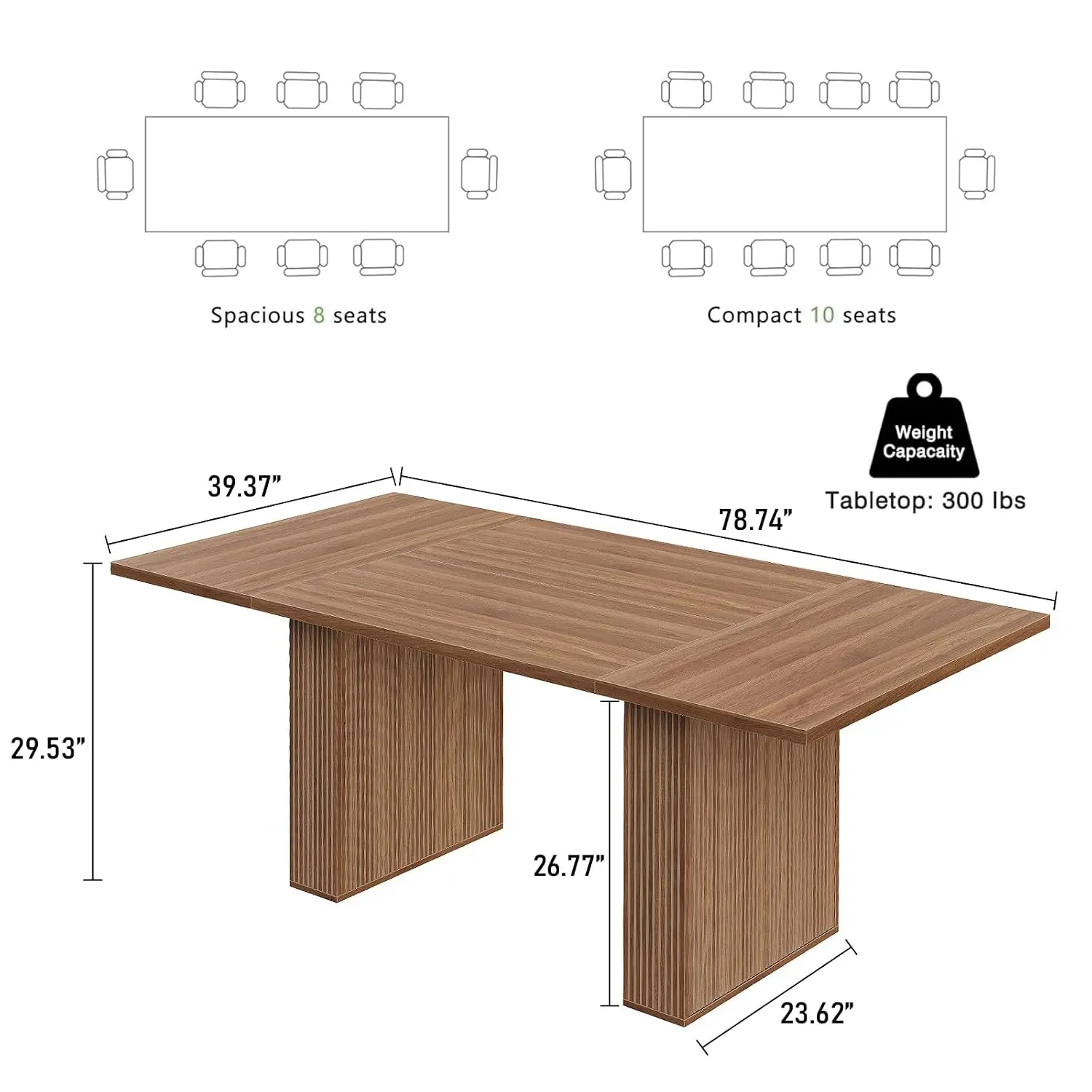 78 Inch Rectangular Dining Table 6-8 People Large Kitchen Table with Storage Farmhouse Style for Dining Living Room, Customized