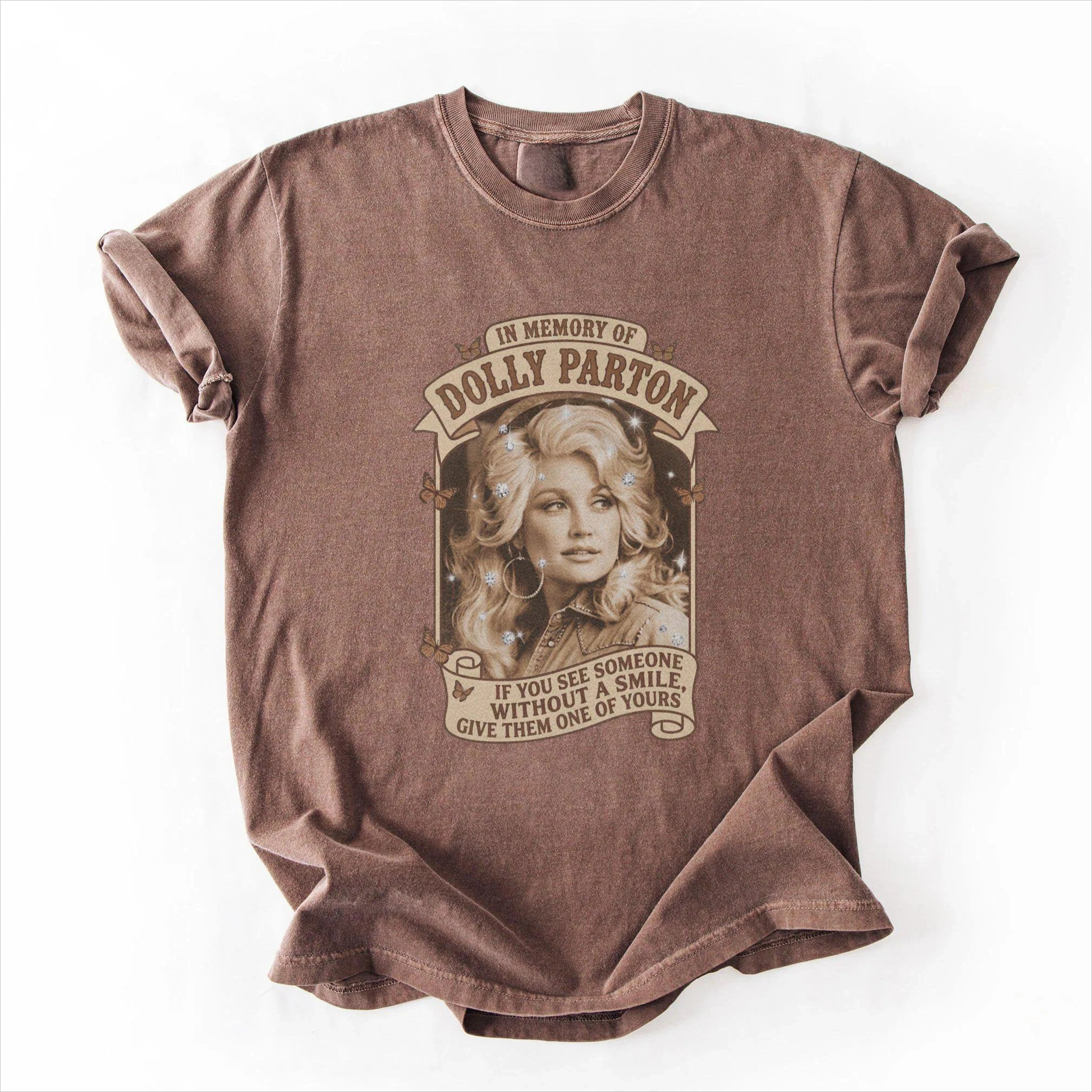 In Memory of Dolly Shirt Vintage Tribute Cowgirl Top Women Short Sleeve Author Print T-shirts
