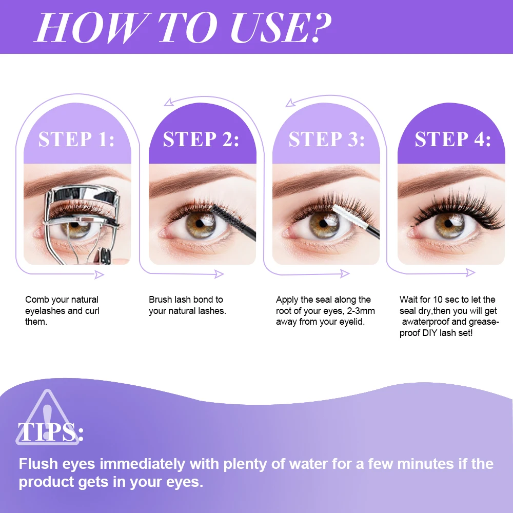 ANJOSIRMA Lash lijm Waterproof Wimper Bond en Seal, DIY Lash Clusters, Houden 48-72 Uur, Make-up Mascara Wand