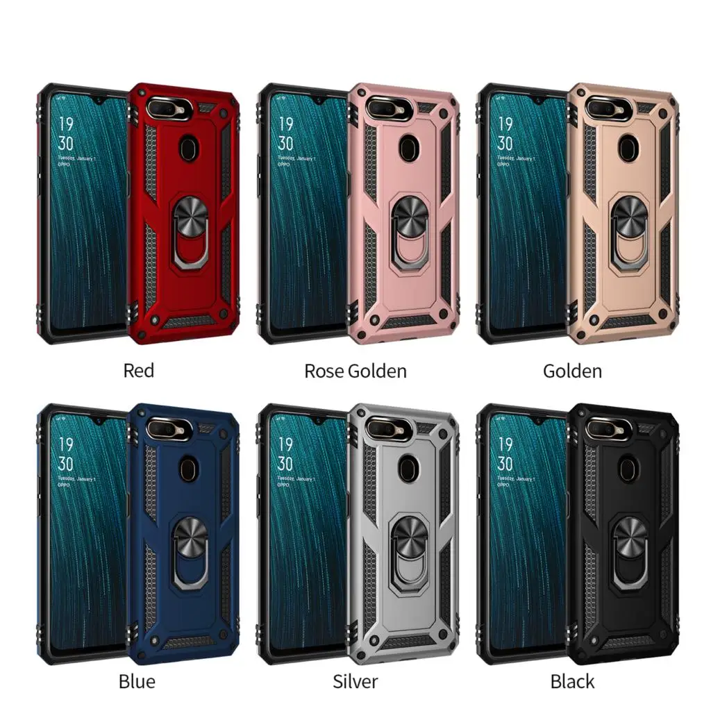 Oppo A5s AX5s Case Luxury Shockproof Car Holder Ring Magnet Case on Oppo A12 A12s Case Rugged Armor Hybrid Protector Cover