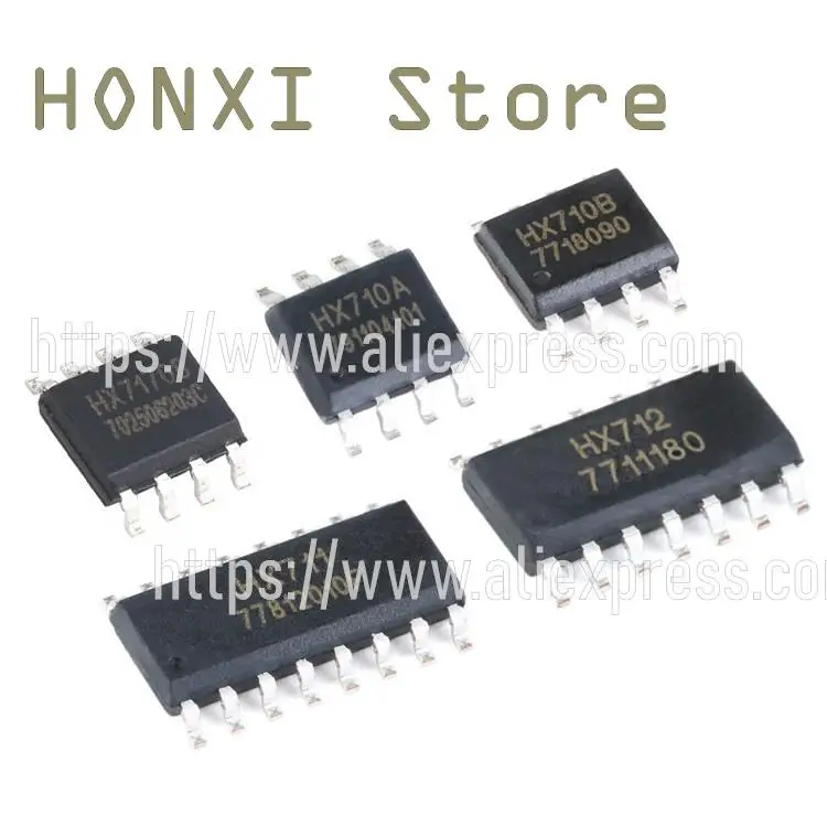 10PCS  HX710A HX710B HX71708  HX711  HX712  SOP8/14/16  24 with temperature measuring output modulus conversion chip