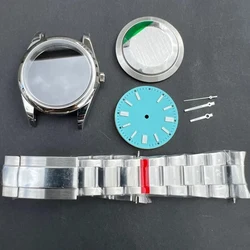 New 41mm Assemble Watch Case Set Blue Luminous Dial for ETA 2824-2 2836 Movement Stainless Steel Strap Sapphire High Version