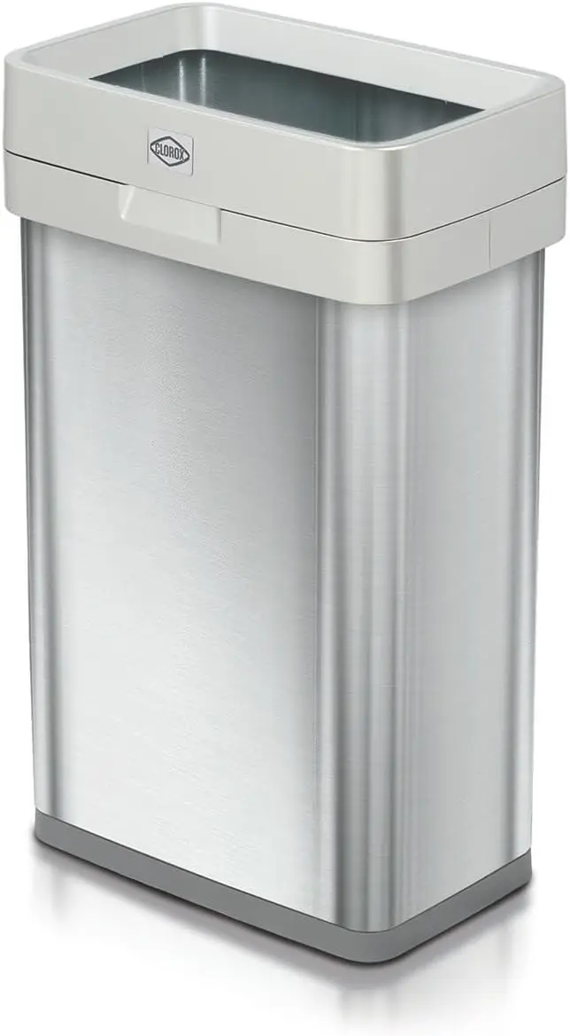 

13 Gallon Slim Open Top Trash Can - 50L Stainless Steel Garbage Bin for Kitchen, Office, Commercial Use