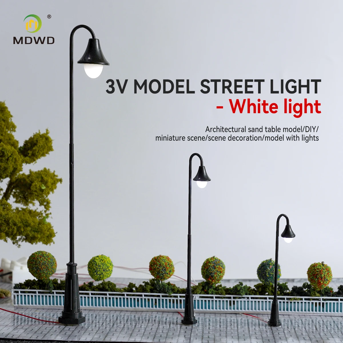 3pcs 4.6-13.7cm Miniature Street Lamp Model 3V Led Lights HO Train Railway Building Scene Layout Material Diorama Kits