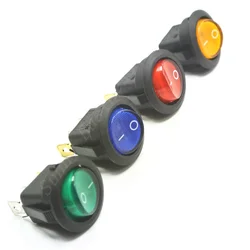 4PCS 3 pin 6.3mm terminals 12V 24V 220V Universal LED illuminated Car button light push button Switch ON/OFF Round Rocker Switch