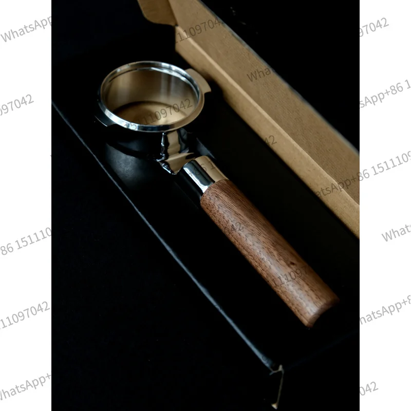 1pcs  mischief prank flat bottomless coffee handle suitable for E61 hot mom black walnut wood weight 400g