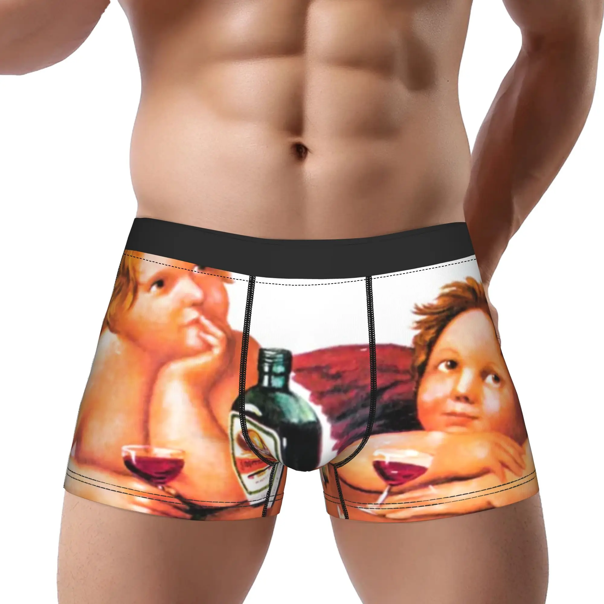 Jägermeister Cherub Angels Vintage Ad Jägermeister Underpants Homme Panties Ropa interior masculina Pantalones cortos estampados Boxer Briefs