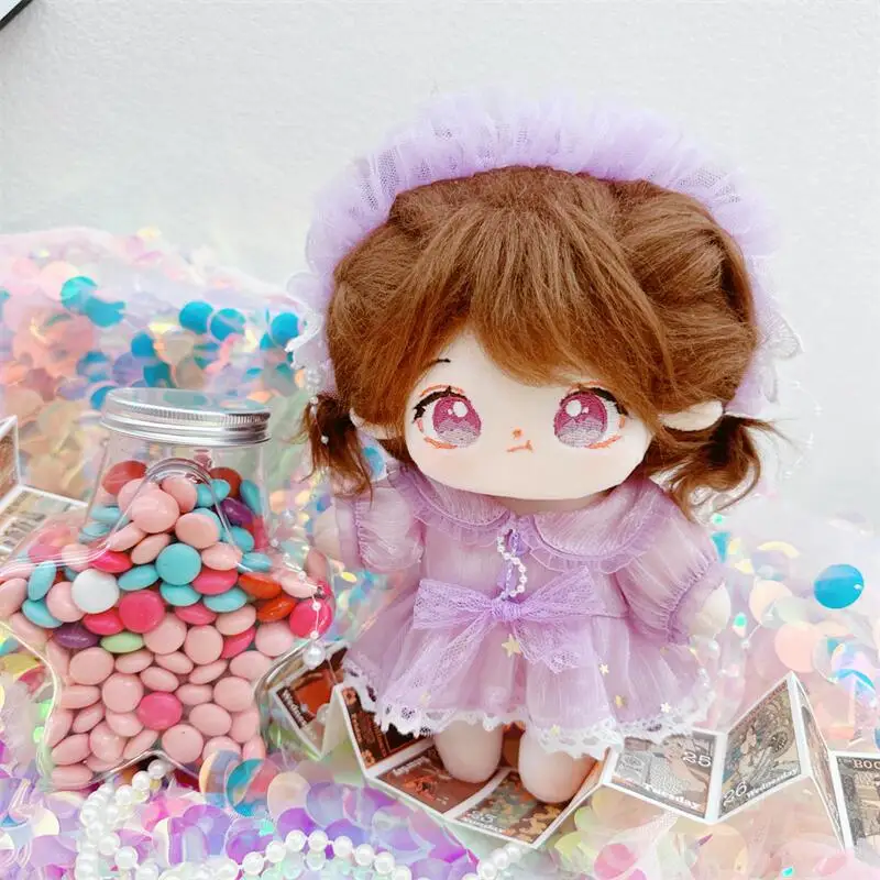 

20cm Cute Purple Gauze Dress Suit Sweet Girls Idol Doll Kawaii Stuffed Customization Figure Toys 1/8 BJD Cotton Plush Doll Gifts